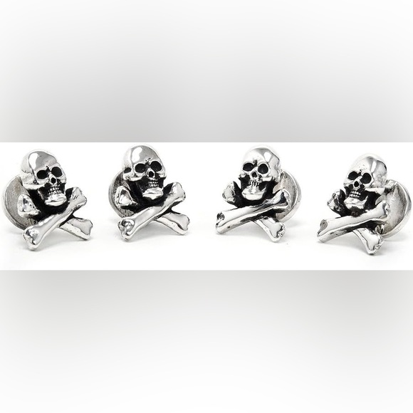 Max Lang’s skull and crossbones cuff links and tuxedo studs sterling silver - Picture 3 of 3